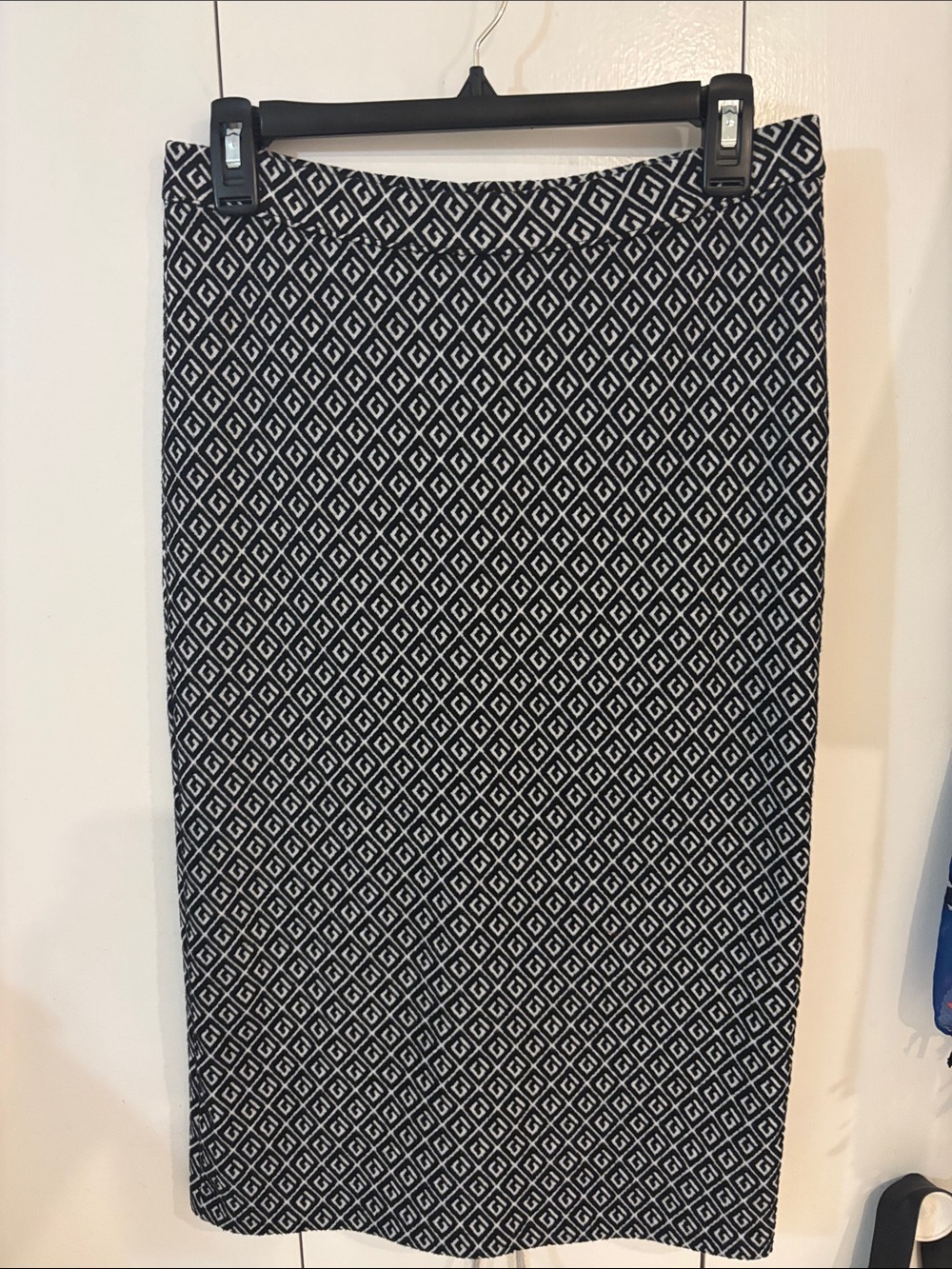 MAEVE Anthropologie WOMEN'S BLACK & WHITE GEOMETRIC PRINT KNIT pencil SKIRT,S